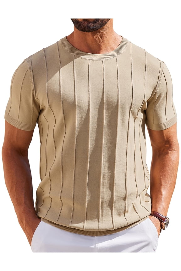 Mens Summer Shirts Casual Short Sleeve Knit Shirts Vaction Fashion Crew Neck Tshirts