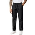 thumbnail image 1 of COOFANDY Mens Elastic Waist Pants Casual Drawstring Cotton Twill Pant Relaxed Fit Straight Leg Chino Slacks with Pockets, 1 of 6