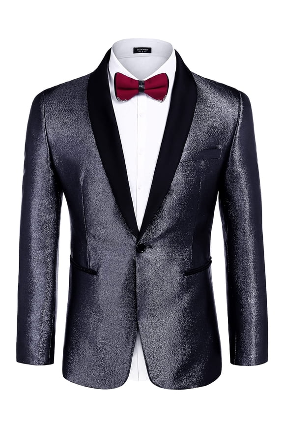 Mens Fashion Dress Suit Jacket Slim Fit Casual One Button Lapel Blazer Party Wedding Dinner Prom Tuxedo