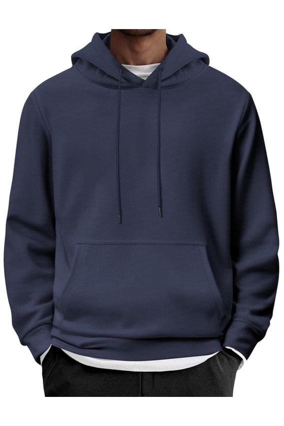 Men's Sweatshirts Long Sleeve Pullover Patchwork Plaid Jacquard Hoodie Casual Drawstring Hoody Top