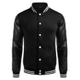 thumbnail image 1 of COOFANDY Mens Fashion Varsity Jackets Leather Sleeve Slim Fit College Baseball Letterman Bomber Coat Black M, 1 of 4