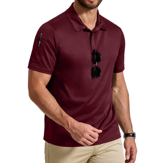 COOFANDY Mens Fitted Polo Shirts Summer Breathable Golf Collared T Shirts with Pocket for Men