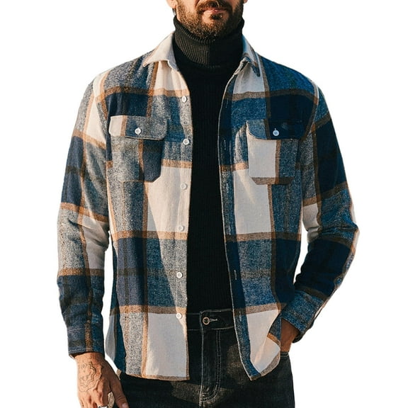 ELESOL Mens Flannel Shirts Long Sleeve Plaid Shirt Jacket Button Down Shirt