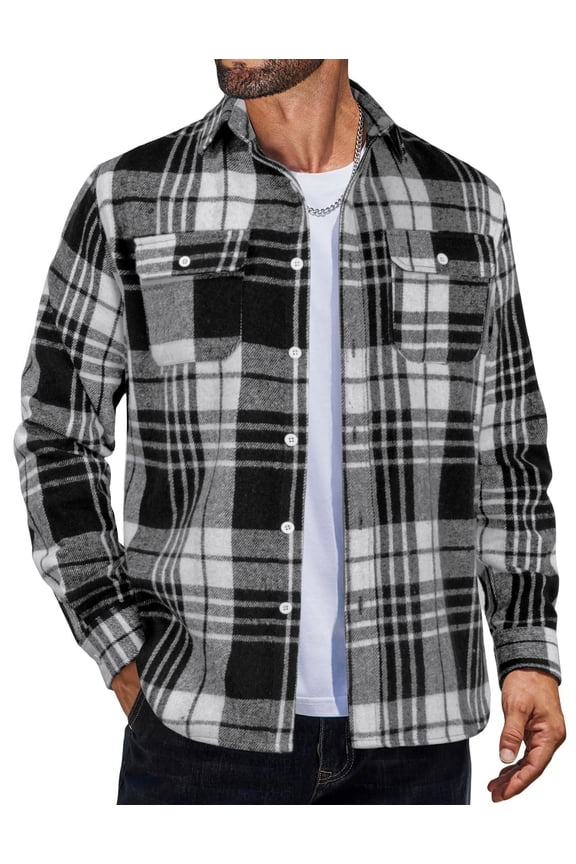 Flannel Shirt for Men Casual Button Down Shirts Long Sleeve Plaid Shirt Jackets
