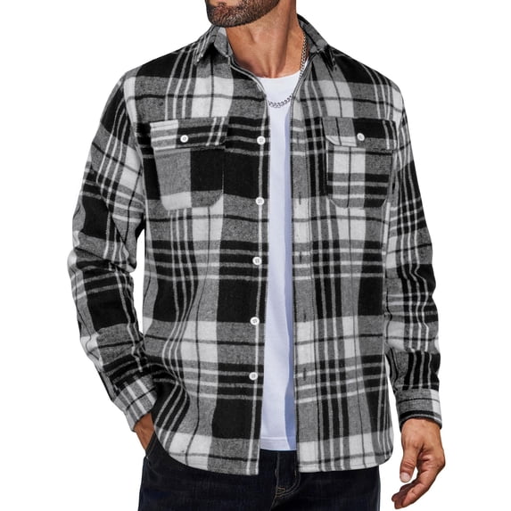 COOFANDY Flannel Shirt for Men Casual Button Down Shirts Long Sleeve Plaid Shirt Jackets