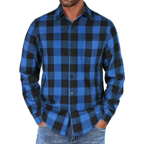 COOFANDY Mens Flannel Shirts Long Sleeve Button Down Shirt with Pocket Casual Shirts Work Shirts for Men