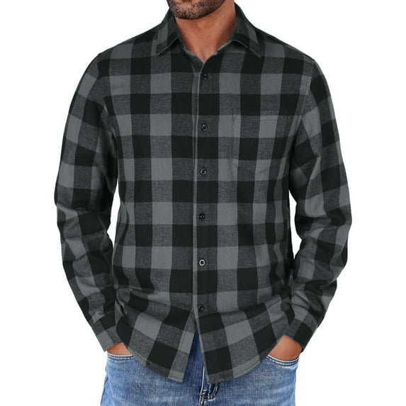 COOFANDY Mens Flannel Shirts Long Sleeve Button Down Shirt with Pocket Casual Shirts Work Shirts for Men