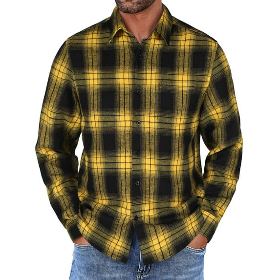 COOFANDY Mens Flannel Shirts Long Sleeve Button Down Shirt with Pocket Casual Shirts Work Shirts for Men