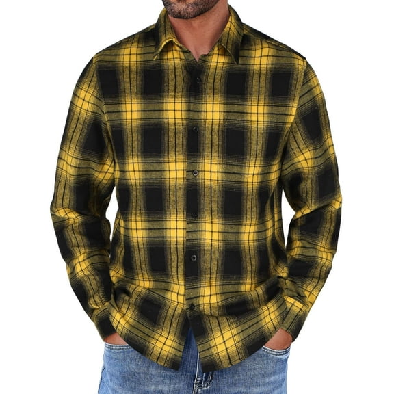 COOFANDY Mens Flannel Shirts Long Sleeve Button Down Shirt with Pocket Casual Shirts Work Shirts for Men
