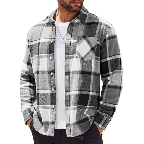 COOFANDY Mens Flannel Shirt Casual Button Down Shirts Lightweight Wrinkle Free Plaid Shirt Jacket