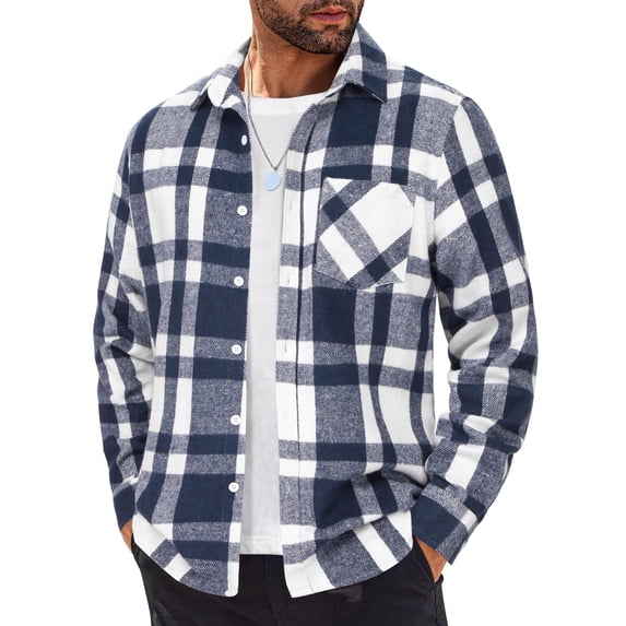 COOFANDY Mens Flannel Shirts Long Sleeve Lightweight Plaid Shirt Casual Button Down Shirts Jacket