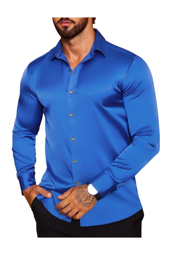Mens Floral Rose Printed Long Sleeve Dress Shirts Prom Wedding Party Button Down Shirts