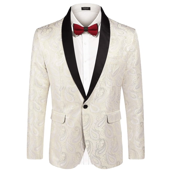 COOFANDY Mens Floral Tuxedo Jacket Paisley Shawl Lapel Suit Blazer Jacket for Dinner