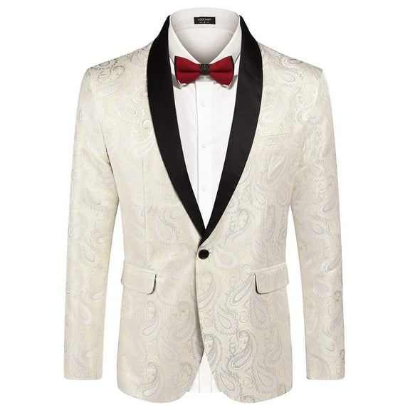 COOFANDY Mens Floral Tuxedo Jacket Paisley Shawl Lapel Suit Blazer Jacket for Dinner