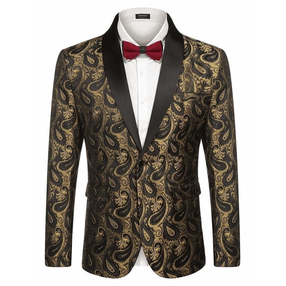 COOFANDY Mens Floral Tuxedo Jacket Paisley Shawl Lapel Suit Blazer Jacket for Dinner