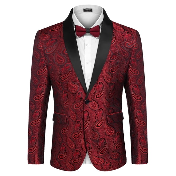 COOFANDY Mens Floral Tuxedo Jacket Paisley Shawl Lapel Suit Blazer Jacket for Dinner