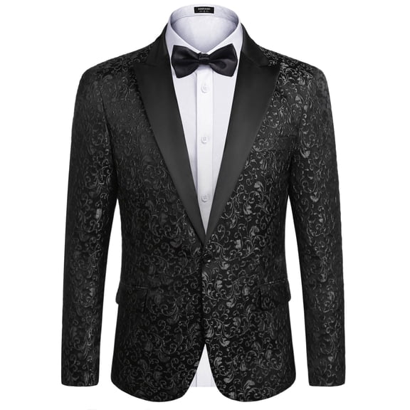 COOFANDY Men's Floral Party Dress Suit Stylish Dinner Jacket Wedding Blazer One Button Tuxdeo