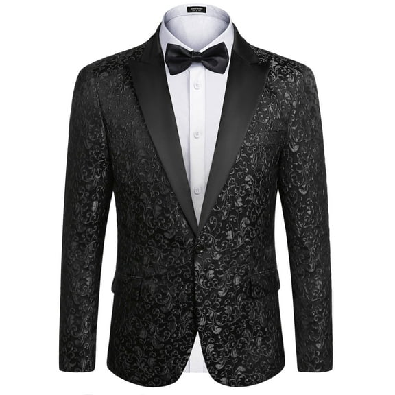 COOFANDY Men's Floral Party Dress Suit Stylish Dinner Jacket Wedding Blazer One Button Tuxdeo