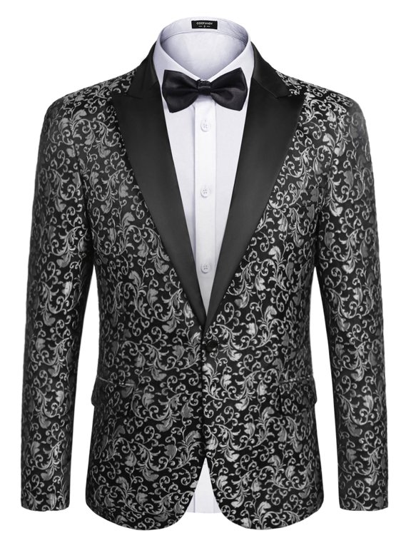 Mens Floral Party Dress Suit Stylish Dinner Jacket Wedding Blazer Prom Tuxedo