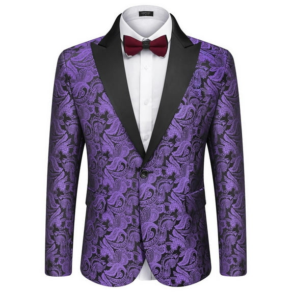 COOFANDY Men's Floral Suit Jacket Stylish Dinner Wedding Blazer One Button Tuxdeo