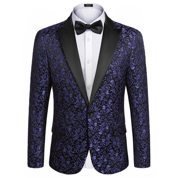 COOFANDY Men's Floral Party Dress Suit Stylish Dinner Jacket Wedding Blazer One Button Tuxdeo