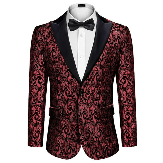 COOFANDY Mens Paisley Dinner Tuxedo Jacket Floral Prom Party Fashion Suit Jacket