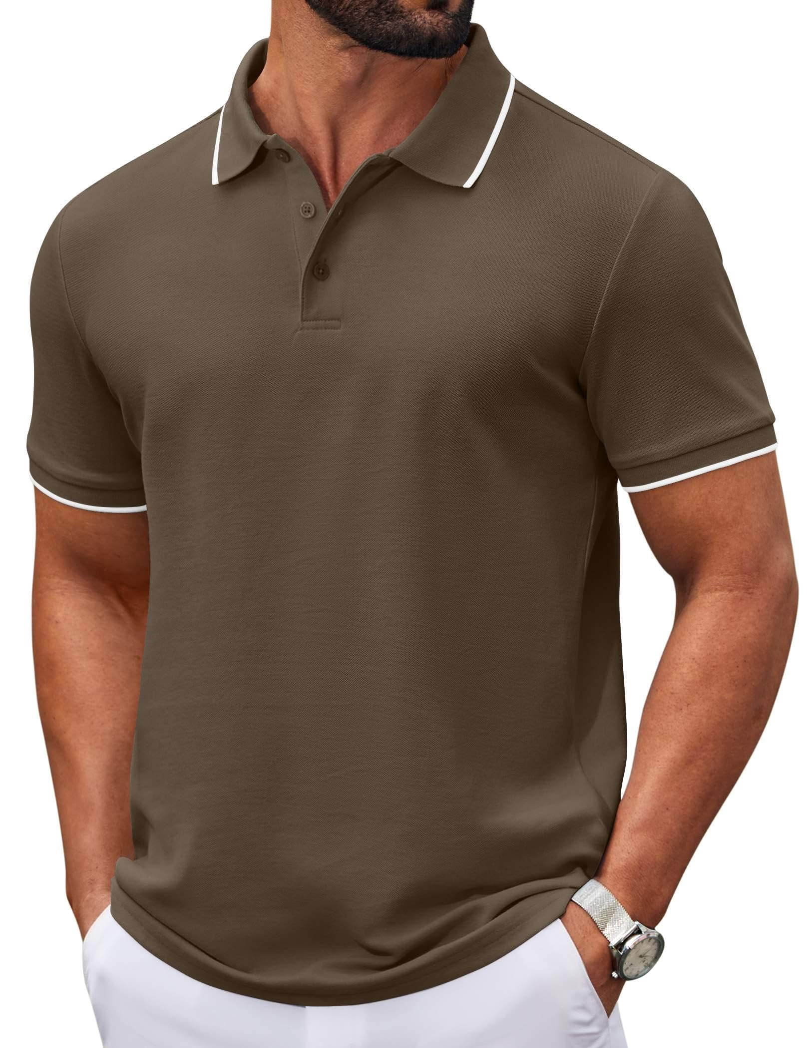 COOFANDY Mens Golf Polo Shirts Short Sleeve Polo Shirt Business Casual ...
