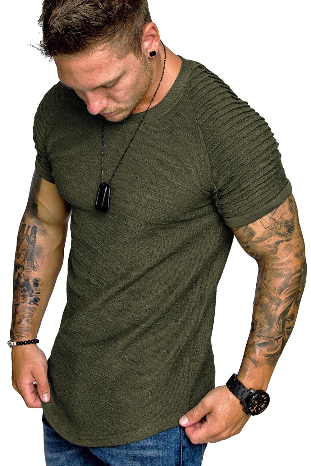 COOFANDY Mens Gym Workout Casual Short Sleeve Slim-Fitted T Shirt