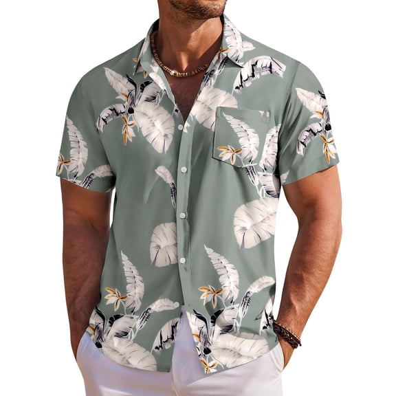 COOFANDY Mens Hawaiian Shirt Short Sleeve Button Down Shirt Summer Beach Shirt