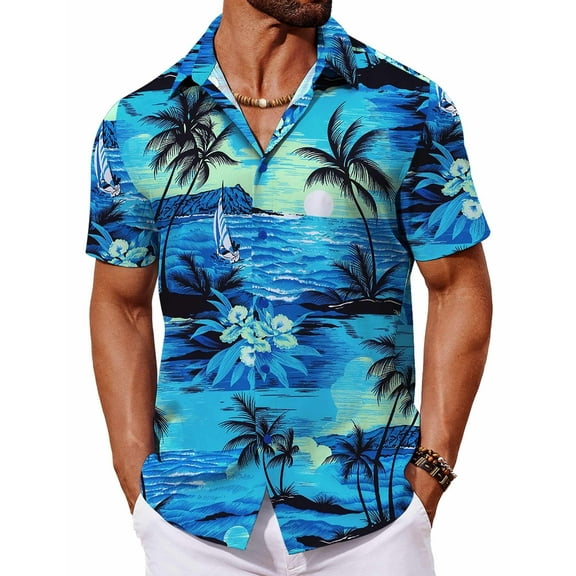 COOFANDY Tropical Shirts for Men Hawaiian Button Down Shirt Short Sleeve Summer Shirts Resort Wear