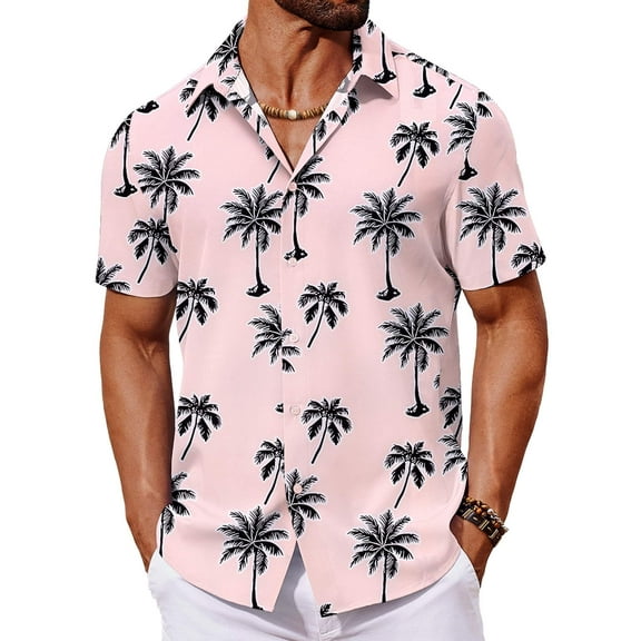 COOFANDY Mens Hawaiian Shirt Short Sleeve Floral Button Down Shirts Summer Tropical Beach Shirts