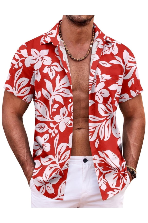 Mens Hawaiian Shirt Button Up Shirts Tropical Flroal Shirt Summer Shirts Top Wedding Yoga Beach Shirt