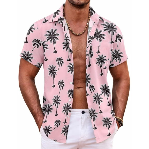 COOFANDY Men Hawaiian Shirts Button Down Short Sleeve Beach Shirts Pride Month