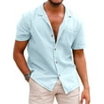 thumbnail image 1 of COOFANDY Mens Hawaiian Shirt Short Sleeve Buttoon Down Shirts Casual Tropical Floral Summer Linen Shirts Light Blue M, 1 of 5