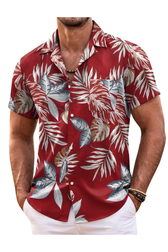Mens Hawaiian Shirt Short Sleeve Floral Button Down Shirts Tropical Summer Beach Shirts