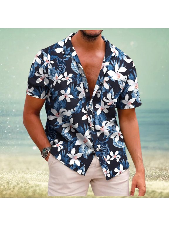 COOFANDY Mens Hawaiian Shirts Casual Button Down Tropical Beach Shirt