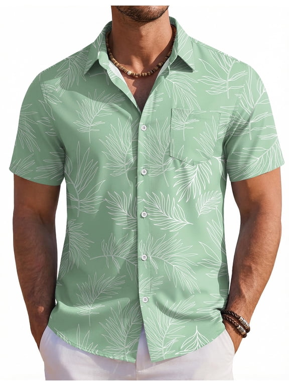 Mens Hawaiian Shirts Short Sleeve Button Down Aloha Shirts Summer Vacation Beach Shirts