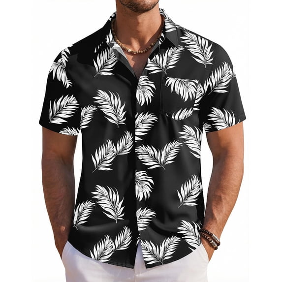 COOFANDY Mens Hawaiian Shirts Short Sleeve Button Down Aloha Shirts Summer Vacation Beach Shirts