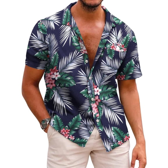 COOFANDY Mens Hawaiian Shirts Short Sleeve Casual Button Down Tropical Beach Shirt