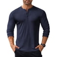thumbnail image 1 of COOFANDY Men's Long Sleeve Henley Shirts Stretch Ribbed T-Shirts Fashion Casual Basic Tops, 1 of 12