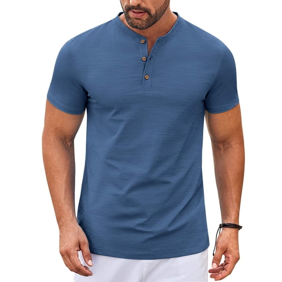 COOFANDY Relaxed Fit Henley Shirts for Men Summer Casual Short Sleeve T Shirts Lightweight Button Down Shirt