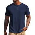 thumbnail image 1 of COOFANDY Mens Henley Shirts Short Sleeve Casual Button Textured T Shirt Basic Soild Tee Henley Summer Top, 1 of 6