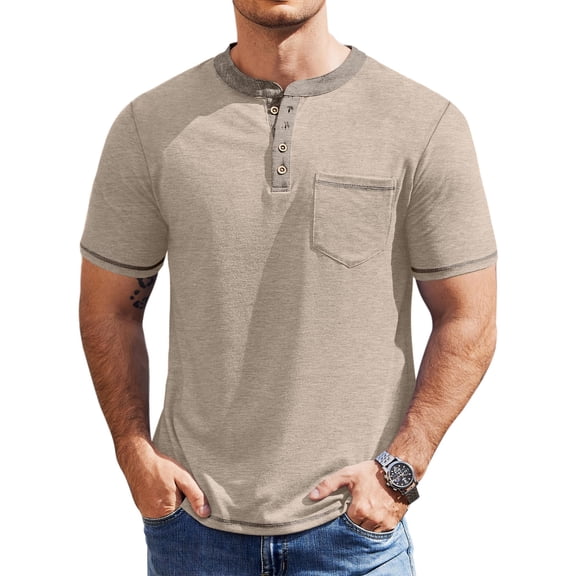 COOFANDY Mens Henley Short Sleeve Classic Lightweight Tee Shirt 4 Button Fashion Pullover T-Shirts Casual Henley Shirts