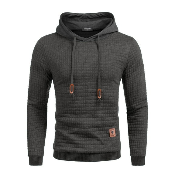 COOFANDY Men's Stylish Hoodies Sweatshirt Long Sleeve Hip Hop Pullover Drawstring Solid Plaid Jacquard Tops