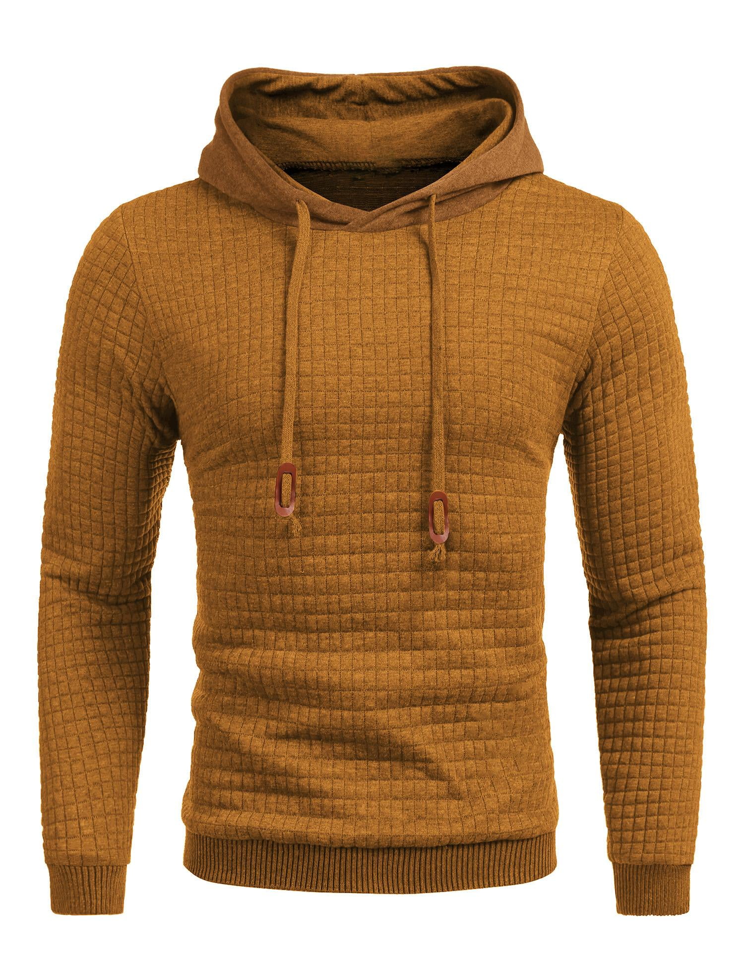COOFANDY Men's Waffle Knit Pullover Hoodie - Wine Red, Soft & Breathable Casual Sweatshirt