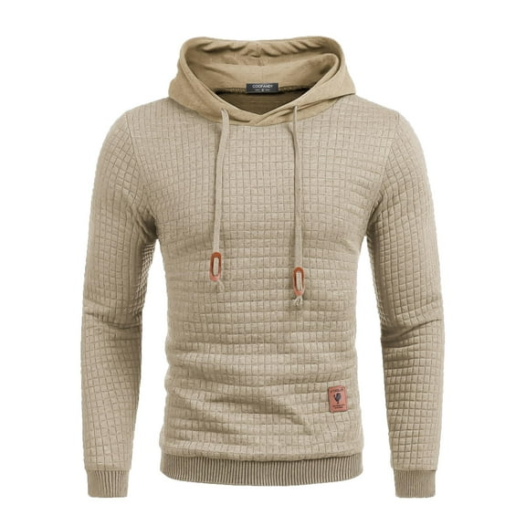 COOFANDY Men's Stylish Hoodies Sweatshirt Long Sleeve Hip Hop Pullover Drawstring Solid Plaid Jacquard Tops