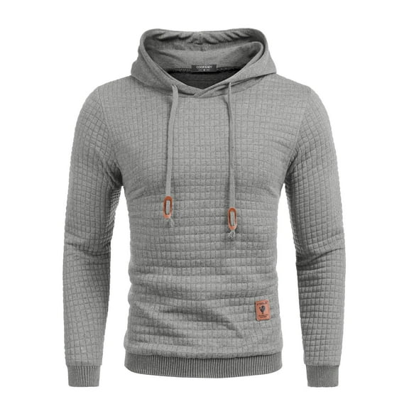 COOFANDY Men's Stylish Hoodies Sweatshirt Long Sleeve Hip Hop Pullover Drawstring Solid Plaid Jacquard Tops