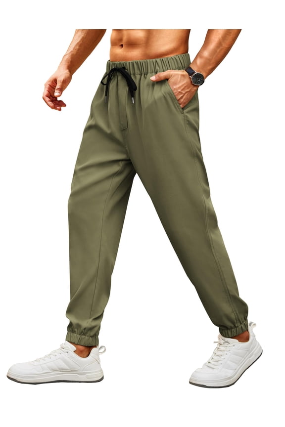 Mens Joggers Regular Fit Casual Khaki Pants Lightweight Chino Pants with Pockets