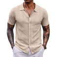 thumbnail image 1 of COOFANDY Mens Knit Button Down Shirt Short Sleeve Casual Polo Shirts Vintage Summer Beach Shirts Coffee, 1 of 5