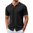 thumbnail image 1 of COOFANDY Mens Button Down Shirt Short Sleeve Polo Shirts Casual Vintage Beach Shirt Summer Shirts, 1 of 9